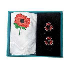 Poppy Handkerchief and Cufflink Set
