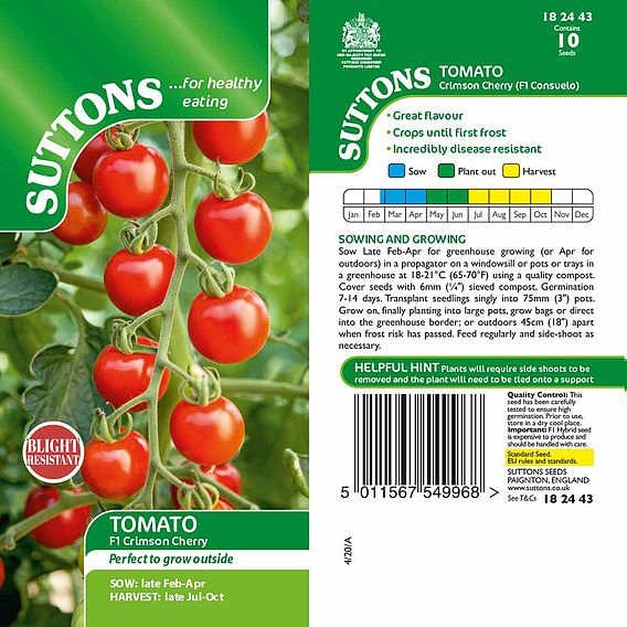 Tomato Seeds - Crimson Cherry F1 (Indeterminate)