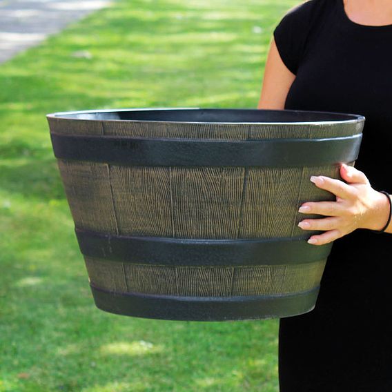 Wooden Barrel Effect Planter – Small