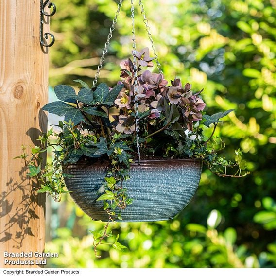 Garden Gear - Blue Breeze Glazed Effect Hanging Basket