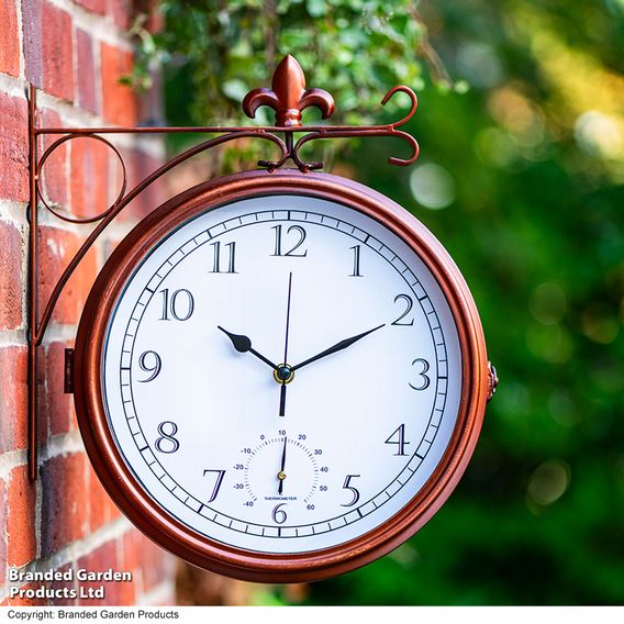 Wyevale Double-Sided Station Clock + Thermometer