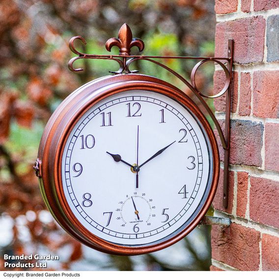 Wyevale Double-Sided Station Clock + Thermometer