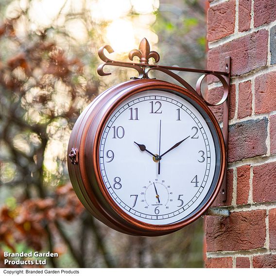 Wyevale Double-Sided Station Clock + Thermometer