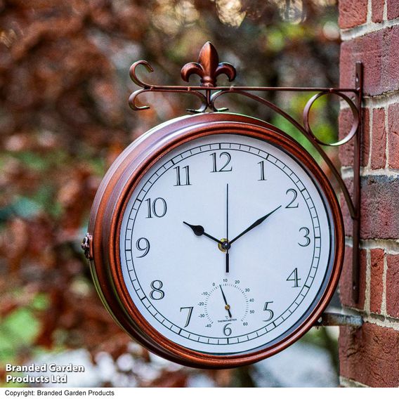 Wyevale Double-Sided Station Clock + Thermometer