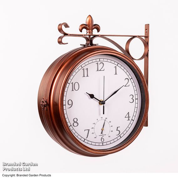 Wyevale Double-Sided Station Clock + Thermometer