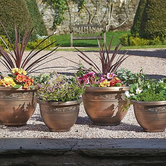Garden Gear - Antique Effect Planters- 4 Pack