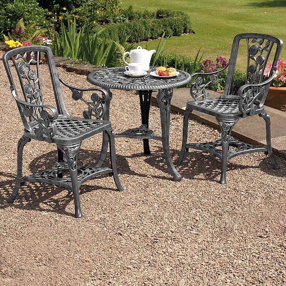 Three-Piece Rose Armchair Bistro Set - Pewter