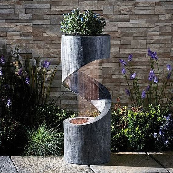 Serenity - Spiral Rainfall Water Feature with Planter