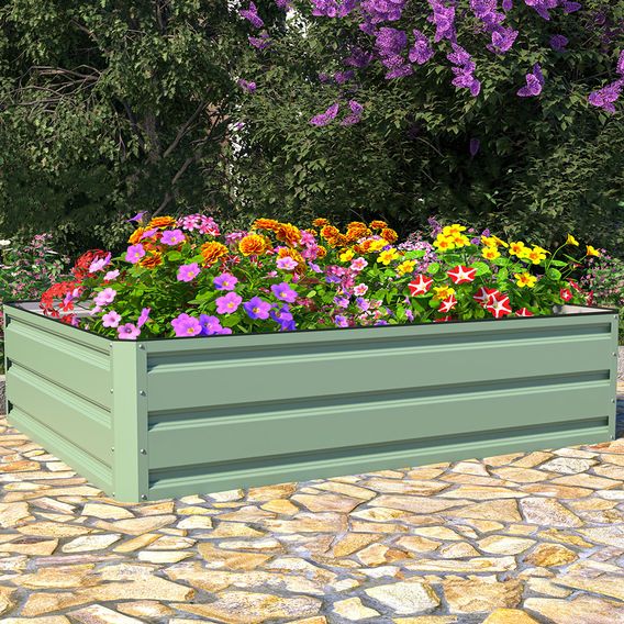 Metal Raised Garden Bed - Light Green