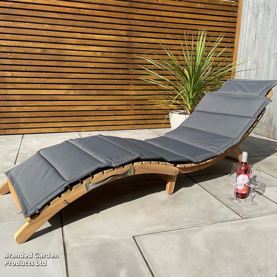 Garden Gear Acacia Sun Lounger with Cushion