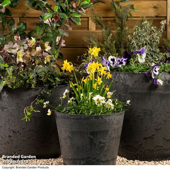 Garden Gear - Caesar Charcoal Marble Effect Planters
