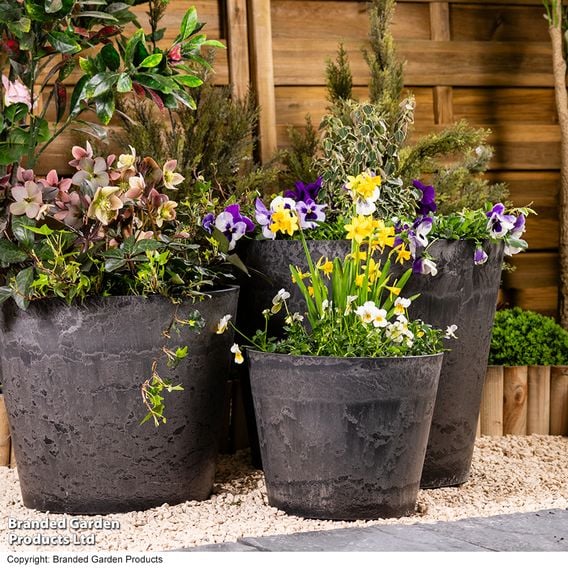 Garden Gear - Caesar Charcoal Marble Effect Planters