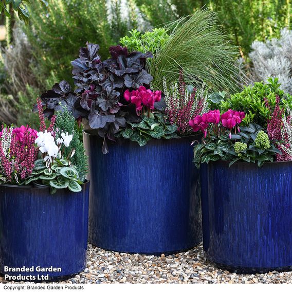 Garden Gear - Ocean Blue Glazed Cylinder Planter