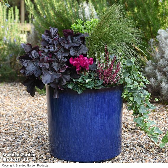 Garden Gear - Ocean Blue Glazed Cylinder Planter