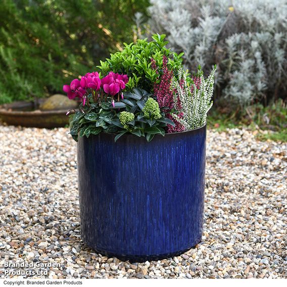 Garden Gear - Ocean Blue Glazed Cylinder Planter