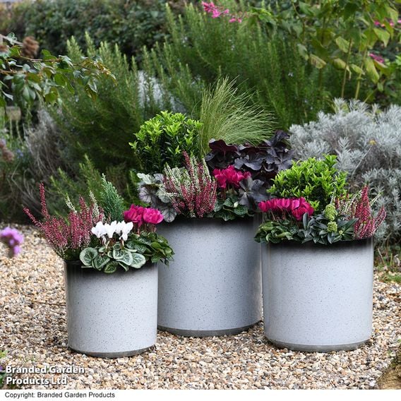 Garden Gear - Slate/Black Glazed Cylinder Planter