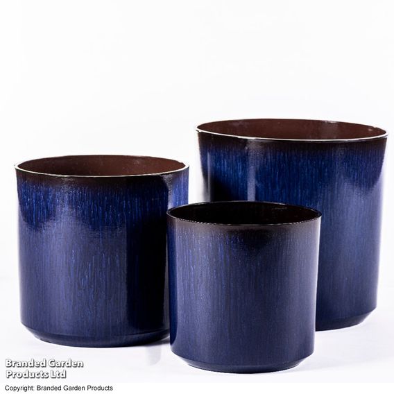 Garden Gear - Ocean Blue Glazed Cylinder Planter