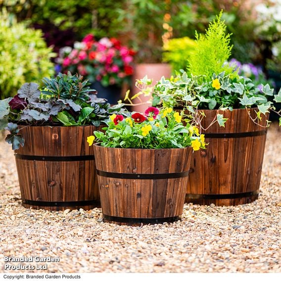 Garden Gear - Rustic Wooden Barrel Planter