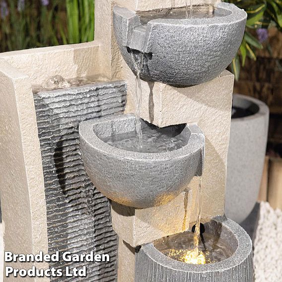 Serenity Cascading Four Bowl & Wall Water Feature
