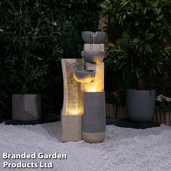 Serenity Cascading Four Bowl & Wall Water Feature