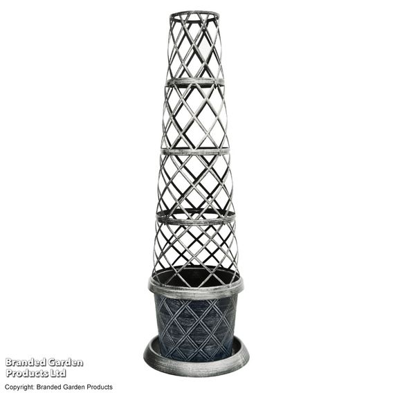 Black & Pewter Tower Pot