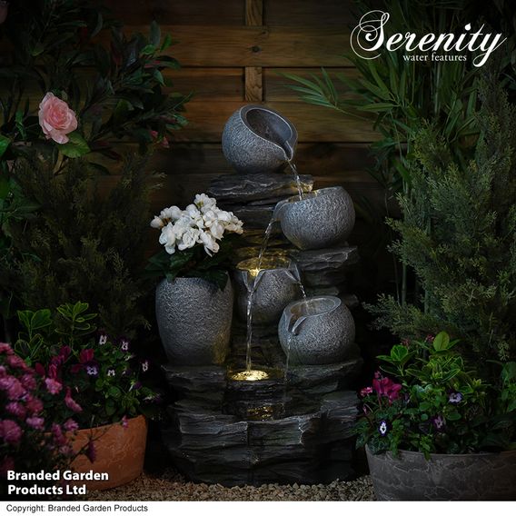 Serenity River Rock Cascading Pots Water Feature
