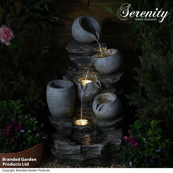 Serenity River Rock Cascading Pots Water Feature