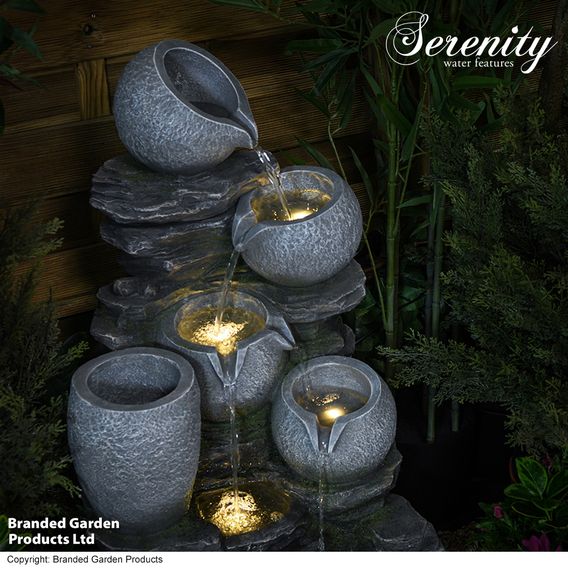 Serenity River Rock Cascading Pots Water Feature