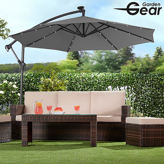 Solar LED Cantilever Parasol