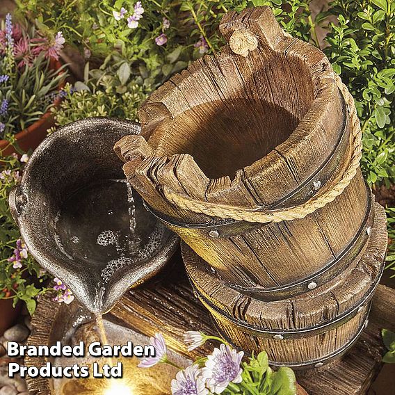 Cascading Barrel Water Feature And Planter