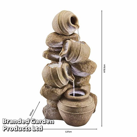 Serenity - Cascading Tipping Pots Stone Wall Water Feature