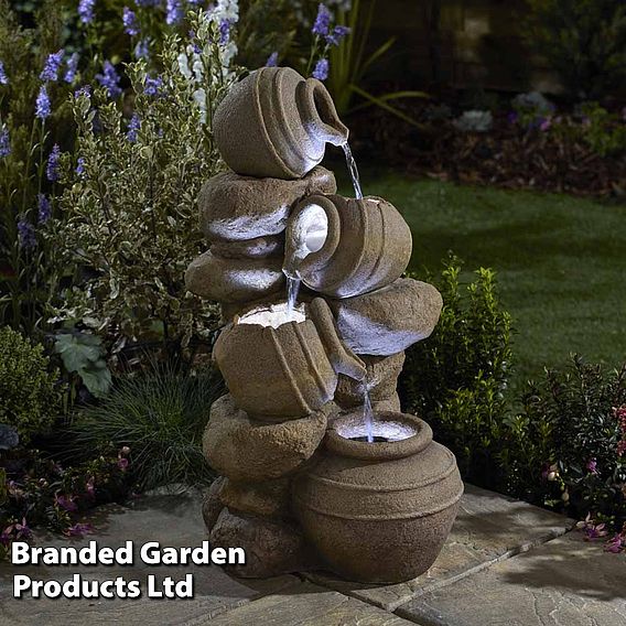 Serenity - Cascading Tipping Pots Stone Wall Water Feature