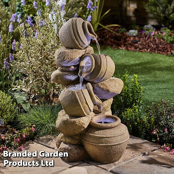 Serenity - Cascading Tipping Pots Stone Wall Water Feature